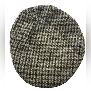 Quills Woolen Market Houndstooth Wool Beret Flat Cap Ireland Sz7/57 Mens Newsboy